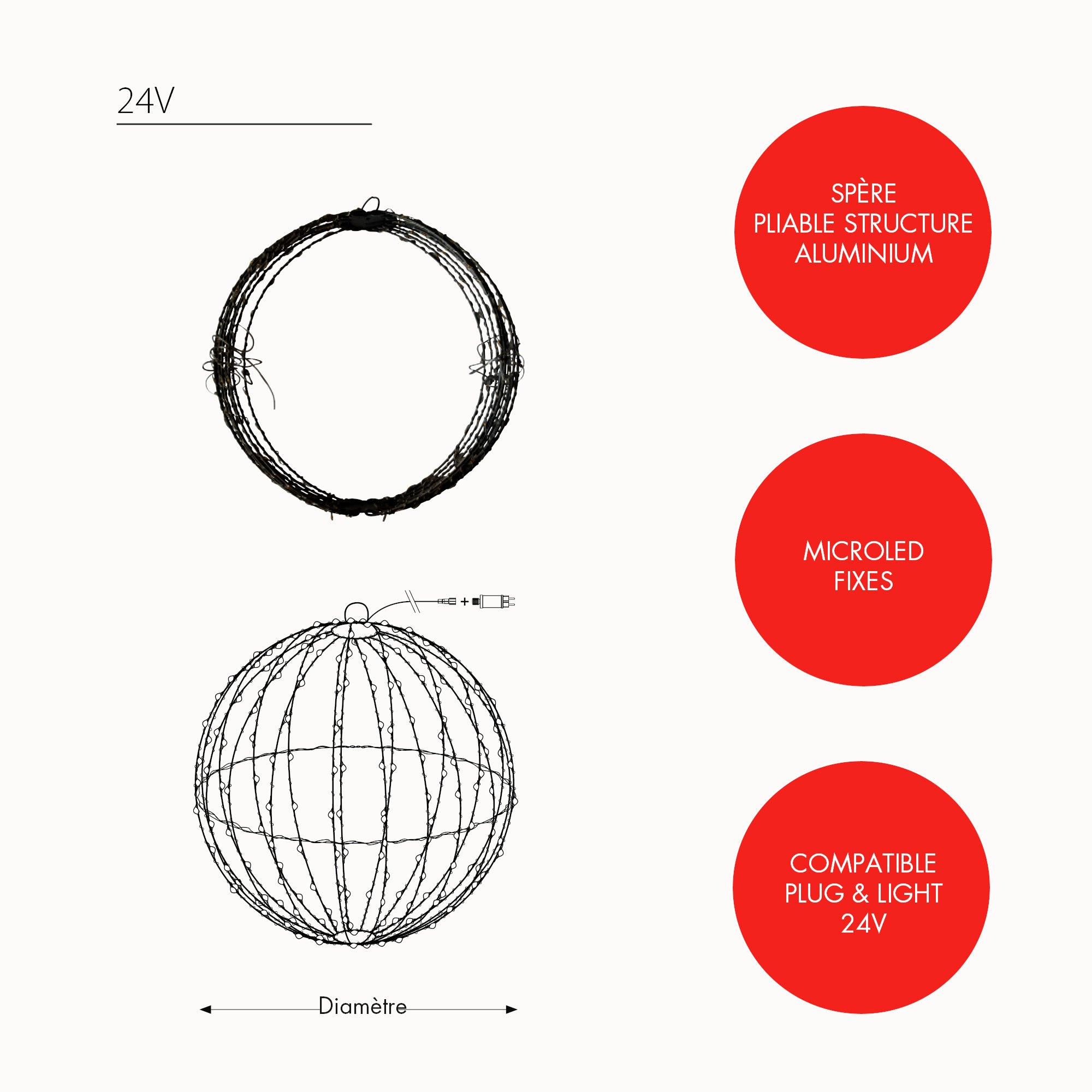 Sphère Gaia blanc chaud - 24V